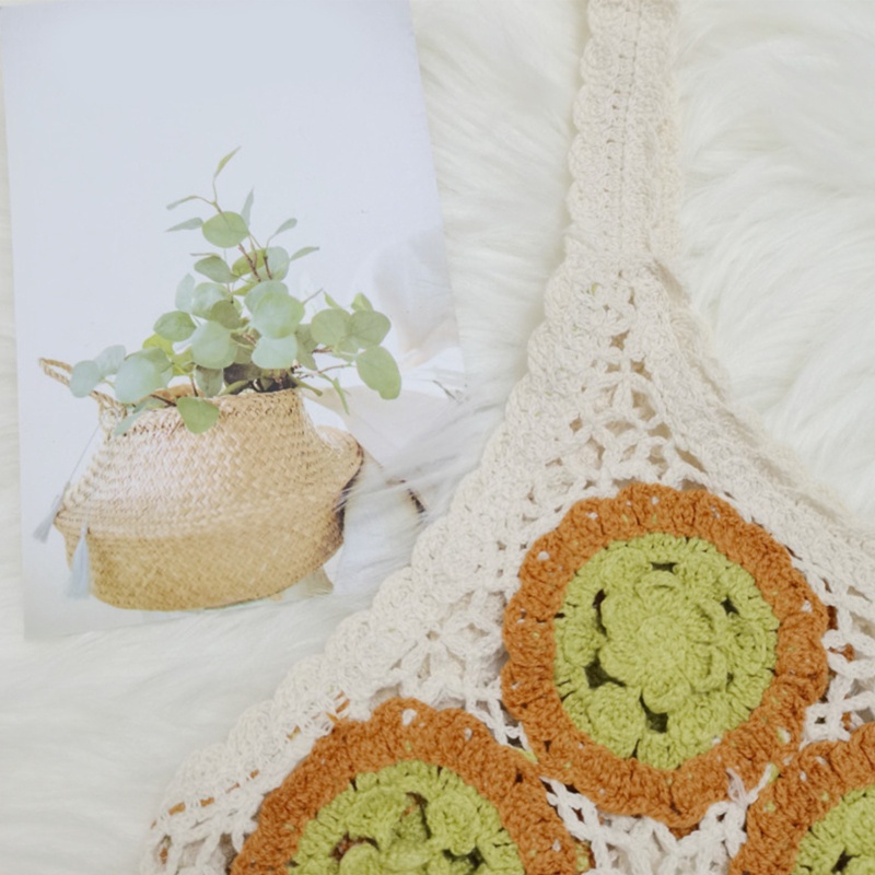 Brroa Áo Croptop Dệt Kim Không Tay Họa Tiết Hoa Tròn Màu Sắc Tương Phản Thời Trang Mùa Hè Cho Nữ