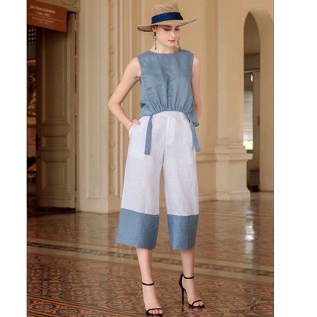 (TỔNG KHO LÂM ANH CHUYÊN SỈ) Set bộ đi chơi linen áo cộc kèm quần dáng lửng