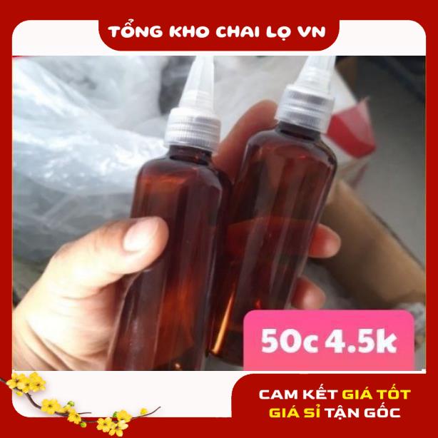 Chai Chiết Mĩ Phẩm ❤ SIÊU RẺ ❤ Chai nhựa pet nắp nhọn nâu 50ml,100ml chiết mỹ phẩm , phụ kiện du lịch