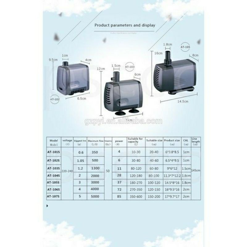 Máy Bơm Lọc Nước Hồ Cá Cảnh Tiết Kiệm Điện At Man 105s; 106s- Milo Guppy