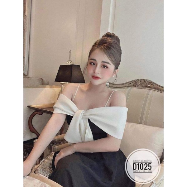 Đầm phối trễ vai D1025