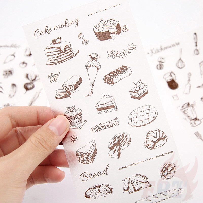 &gt; Ready Stock &lt; ❉ Spare Time Giấy và decal dán tường ❉6Sheet/Set DIY Diary Scrapbooking Decals Stickers