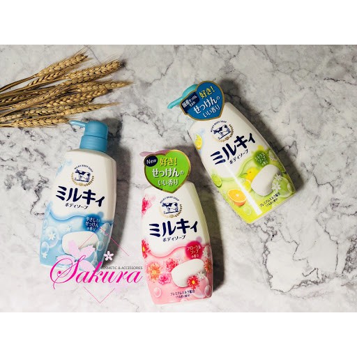 Sữa Tắm Bò Milky Body Soap Cow 550ml (Hương Cam Chanh, Hoa Cỏ, Hoa Hồng)