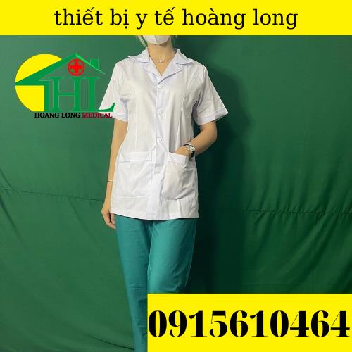 Áo Blouse (Blue) Tay Ngắn, Thân Ngắn Dược Sĩ, Điều Dưỡng, Y Tá Nữ Các Size