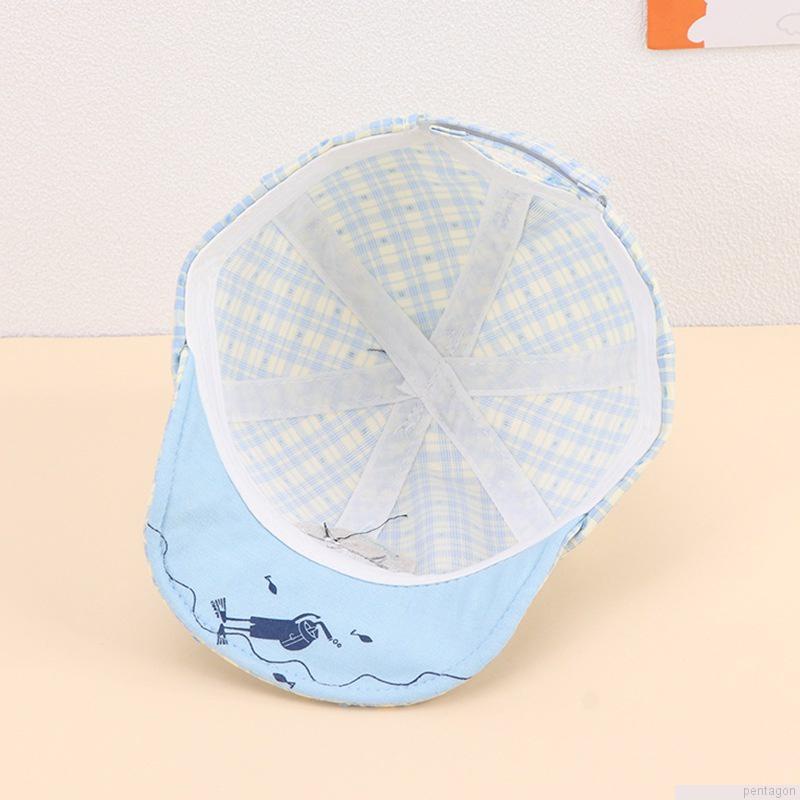 Mũ lưỡi trai vải cotton vành mềm mại chống nắng họa tiết cá mập kẻ sọc kiểu Hàn Quốc cho bé