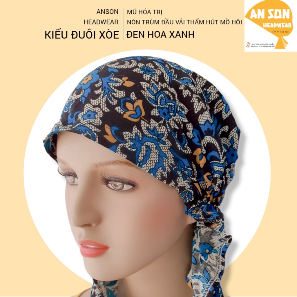 NÓN VẢI TRÙM ĐẦU CHO BỆNH NHÂN UNG THƯ, HOÁ TRỊ, XẠ TRỊ, CHEMO HAT, CANCER  HAT [TỔNG HỢP NÓN MÀU ĐEN]