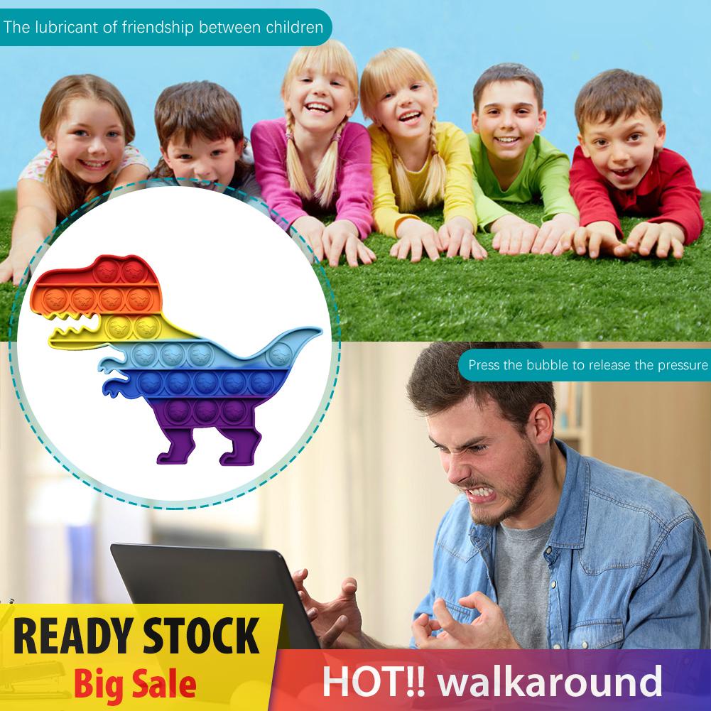 Đồ Chơi Bóp Bong Bóng Silicone Hình Khủng Long Màu Cầu Vồng Giúp Giảm Căng Thẳng