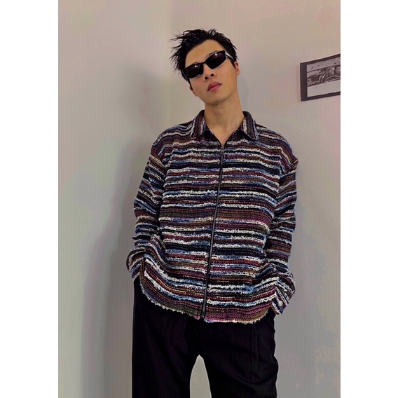 Áo khoác len mỏng text chỉ màu WAGG