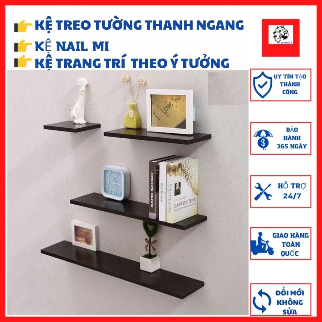 *SIÊU RẺ* Kệ Thanh Ngang Treo Tường Mini, Thanh Ngang Gắn Tường giấu chân 30,40,50,80 x Sâu 15cm, Gỗ lói xanh SIÊU CHẮC