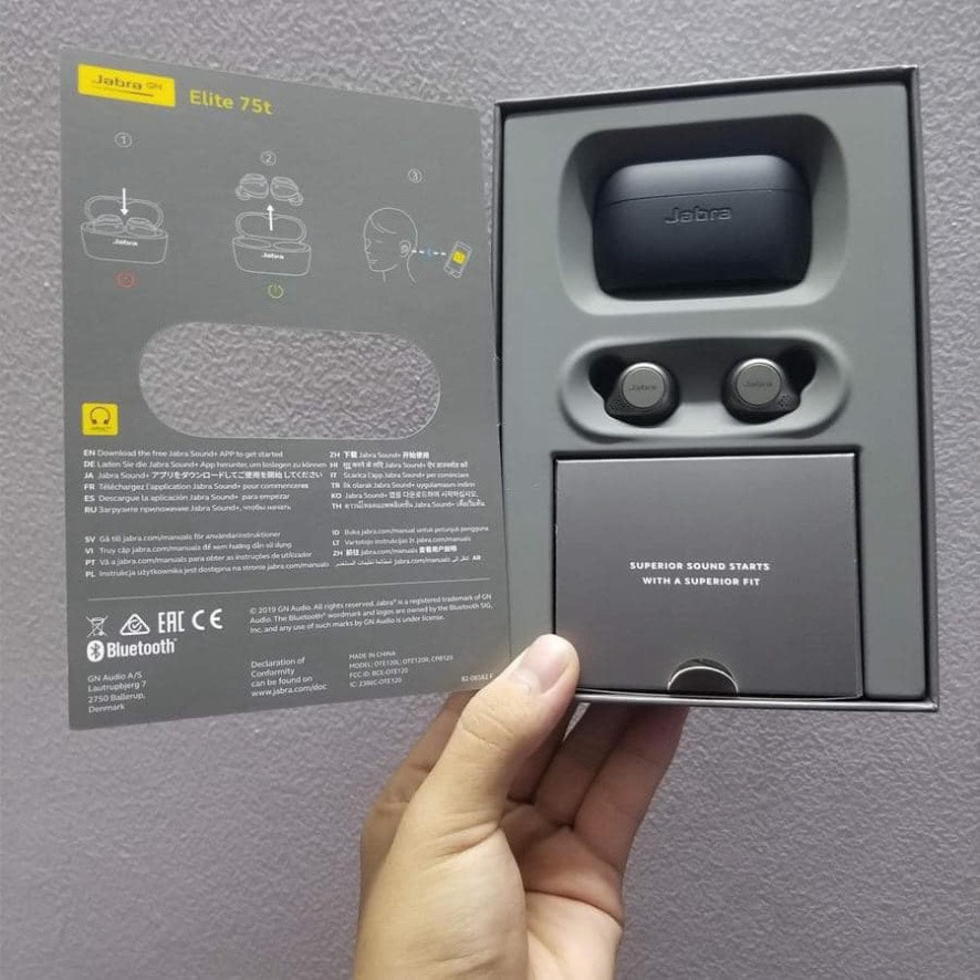 Tai nghe bluetooth không dây giá rẻ nhét tai JABRA 75T siêu Bass chống bụi chống nước đàm thoại thời gian lên đến 28h