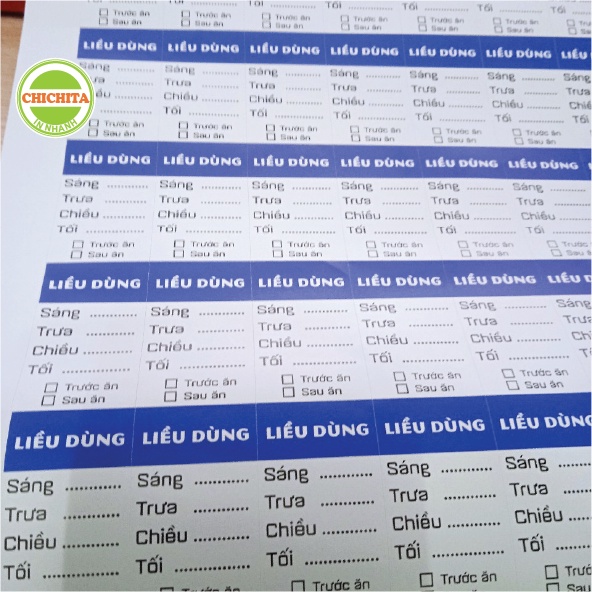 [Giá tại xưởng] Tem dán nhà thuốc - chia liều dùng hàng có sẵn 40 tem (Tem TDNT)