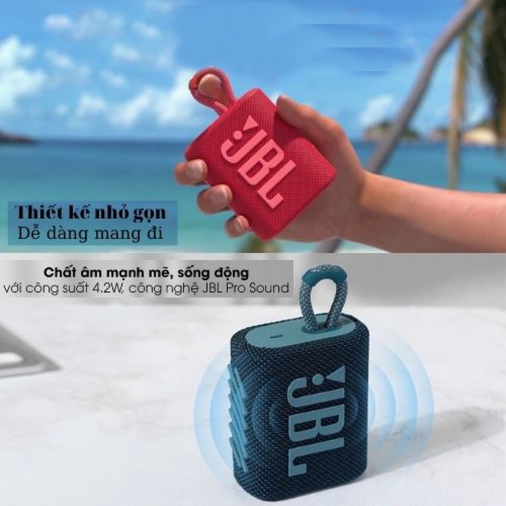 Loa mini Bluetooth JBL Go 3 Siêu Chất, nhỏ gọn thời gian sử dụng 5h- Bảo hành 12 tháng