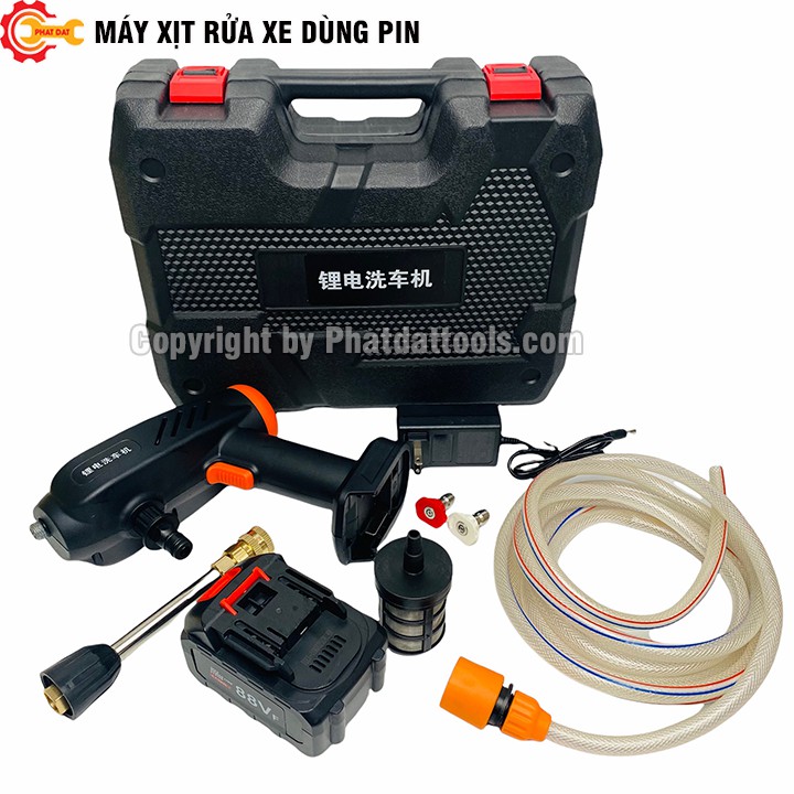 Máy Rửa Xe Dùng Pin-Hàng Cao Cấp Chính Hãng-Đầy Đủ Phụ Kiện-Bảo Hành 6 Tháng