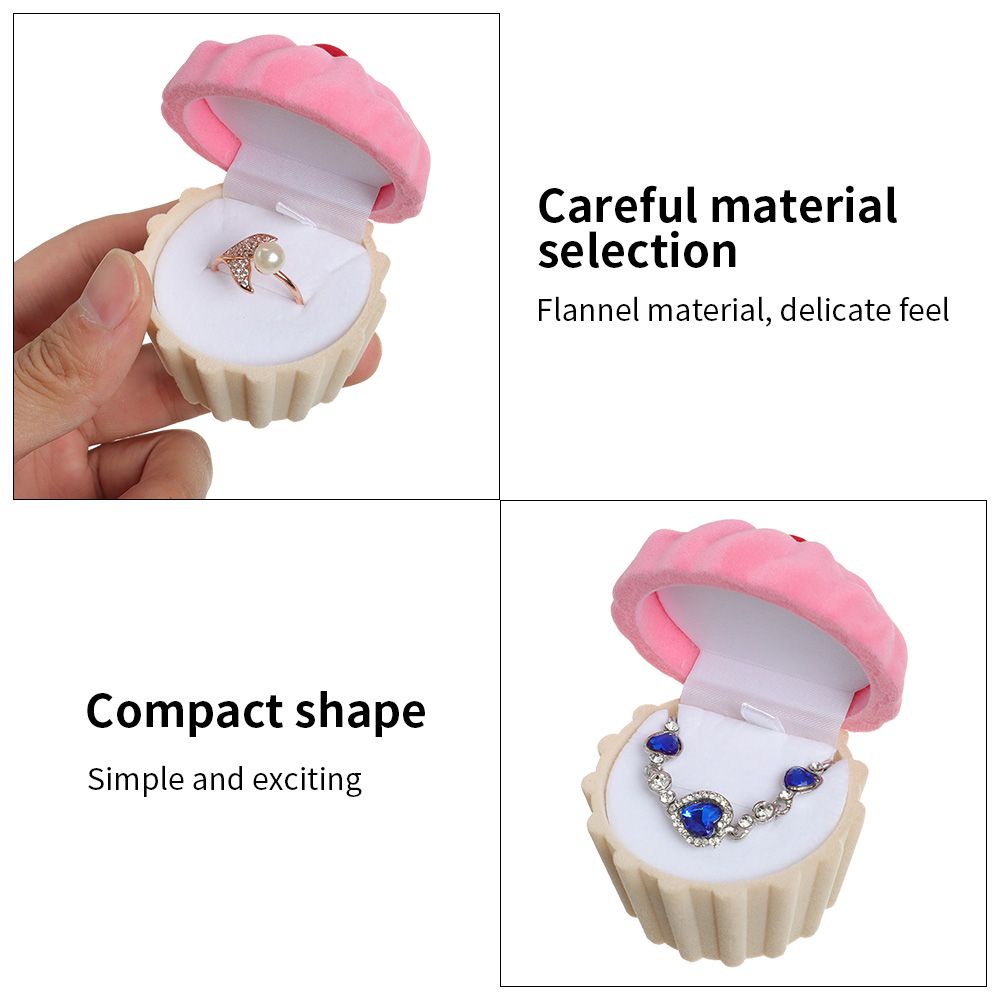 Hộp đựng trang sức nhẫn làm quà tặng hình bánh kem bằng flannel