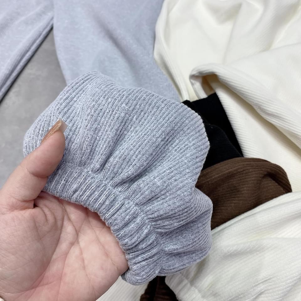 [ảnh thật-sẵn] Quần nỉ tăm form rộng bo gấu trơn