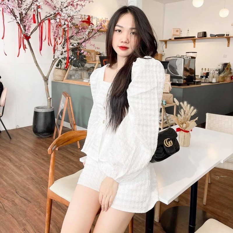 set Gấm áo tay phồng