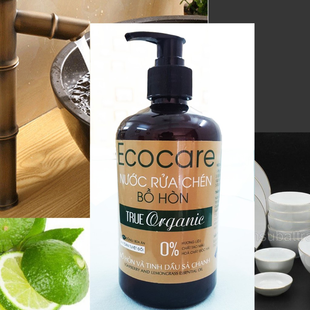 Nước rửa chén hữu cơ Bồ Hòn Ecocare hương Sả Chanh 500ml thương hiệu ecocare