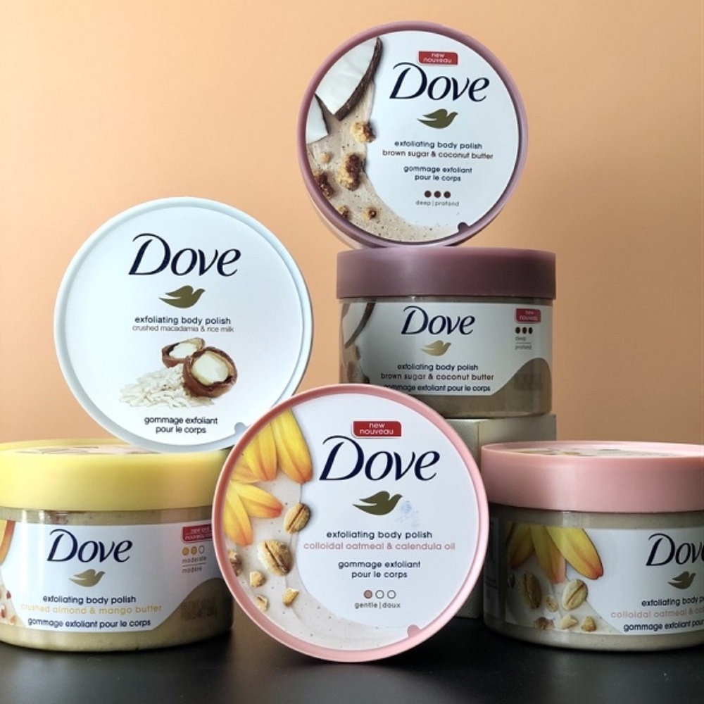 Tẩy Tế Bào Chết Dove Cho Làn Da Trắng Sáng Mịn Màng Lọ 289g