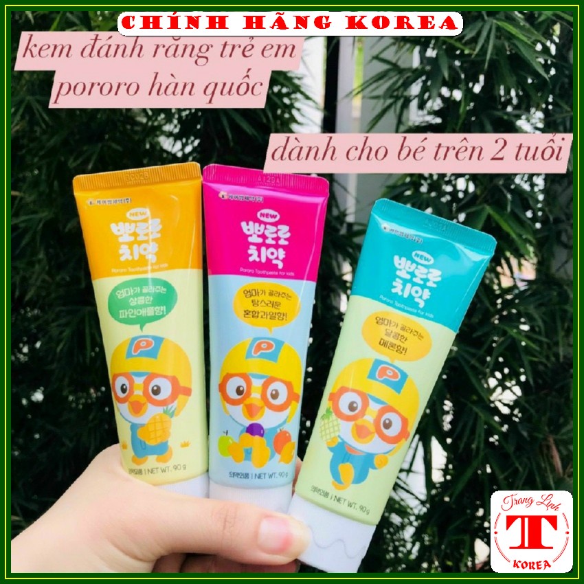 Kem đánh răng cho bé Pororo, tuýp 90gr - Kem đánh răng trẻ em - Thơm miệng, chống sâu răng, giúp răng chắc khỏe