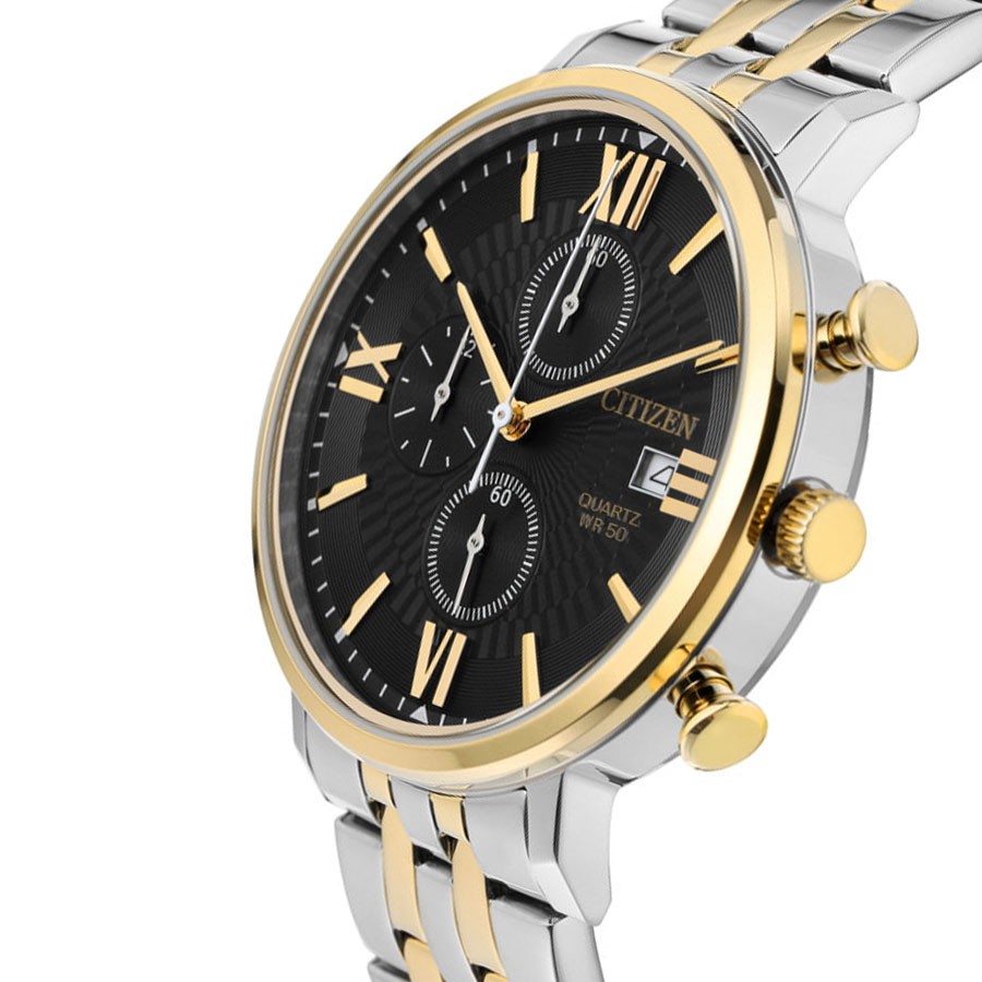 Đồng Hồ Nam Citizen Dây Thép Không Gỉ AN3616-75E - Mặt Đen