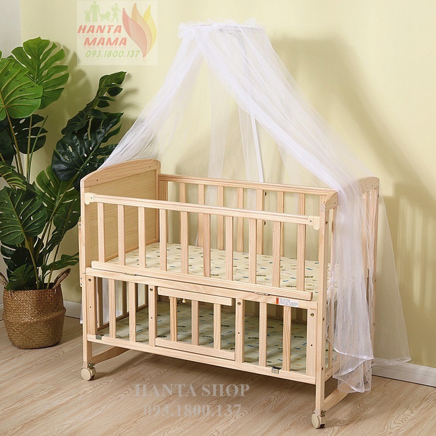 【Xác thực】 [Free Ship 🎁🎁🎁] Nôi Cũi Gỗ, Giường Cũi Đa Năng Cho Bé BBaby - 2 Tầng - 6 Chế Độ - 100% Gỗ Thông tự Nhiên