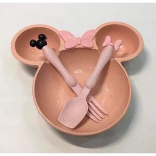 bộ bát - thìa - dĩa ăn dặm lúa mạch hình Mickey