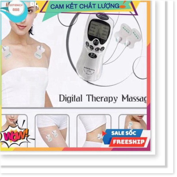 Máy massage xung điện ❤️FREESHIP❤️ 4 miếng dán vật lý trị liệu mát xa châm cứu bấm huyệt cầm tay lưng cổ vai gáy