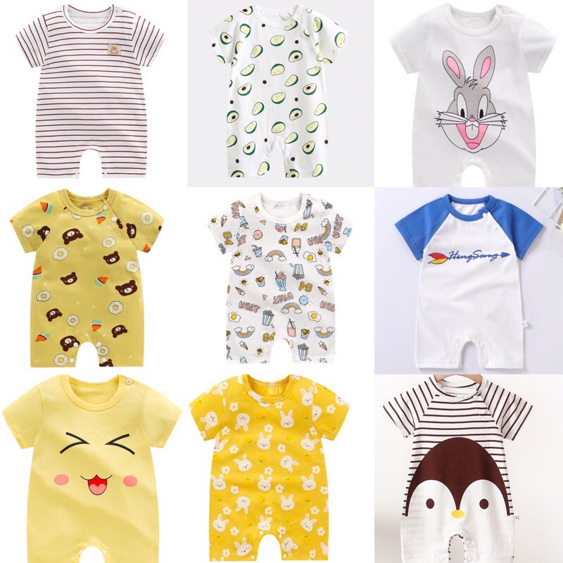 Bodysuit cho bé trai bé gái chất cotton cộc mùa hè mỏng mát