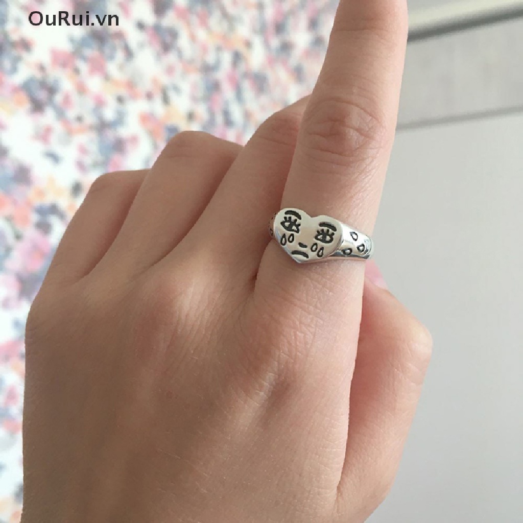 {Fashion} Nhẫn Thời Trang Trung Tính Retro Sáng Tạo Hình Mặt Khóc