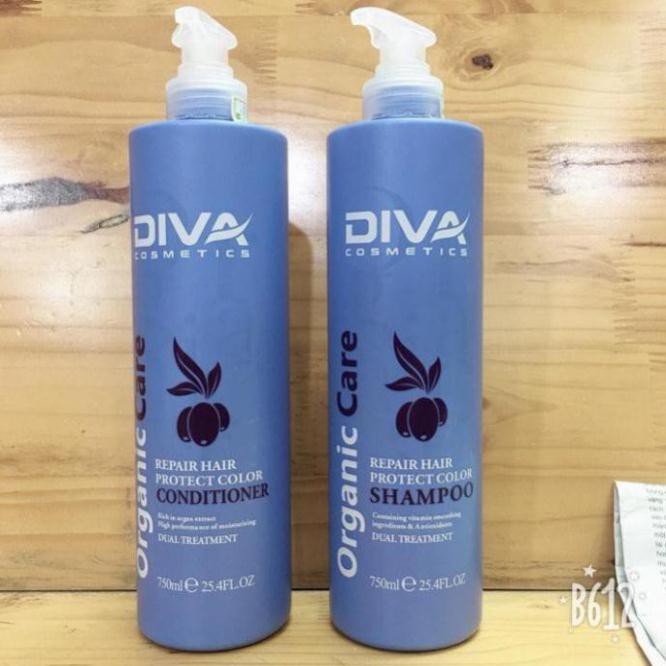 Dầu Gội Đầu Diva Xanh 750ML Phục Hồi Và Giữ Màu Tóc Chính Hãng