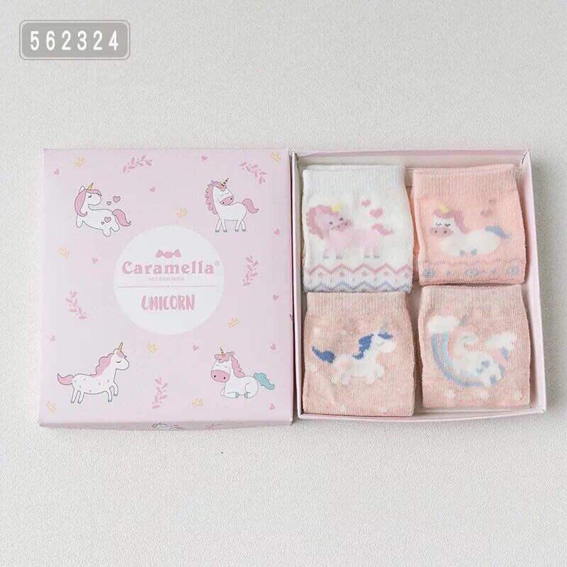 Tất hộp Caramella set 4 đôi size cho bé 1-3m