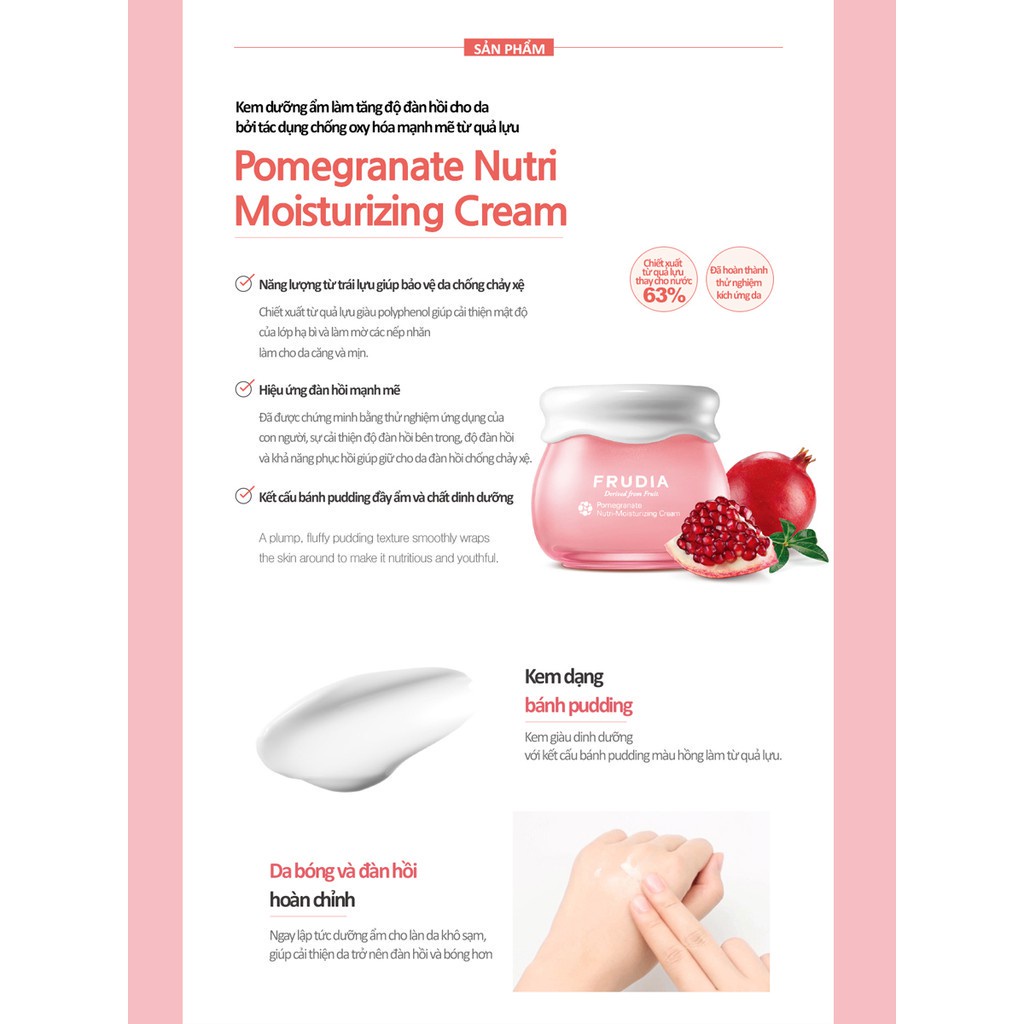 [Tặng 88k] Kem Dưỡng Ẩm Chống Lão Hóa Chiết Xuất Quả Thạch Lựu Frudia Pomegranate Nutri-Moisturizing Cream  10g