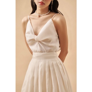 Áo hai dây organza origami beige - devons studio