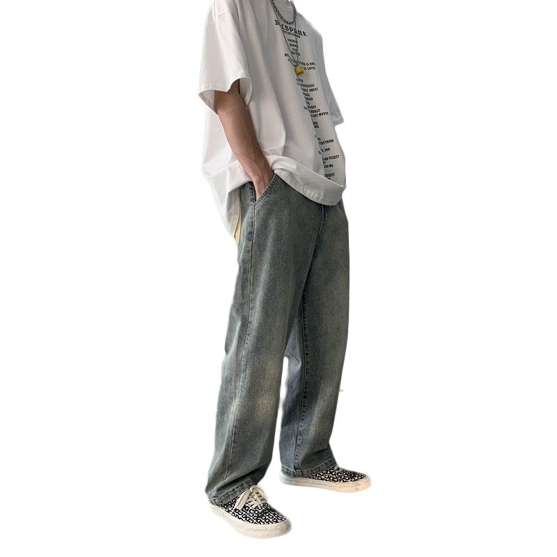 Quần jeans Dài Ống Rộng Phong Cách Đường Phố Cho Nam