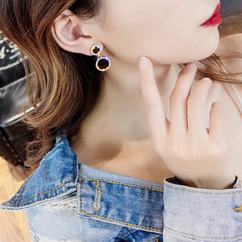 Đôi Bông Tai Hợp Kim Đính Đá Zircon Thời Trang Cho Nữ