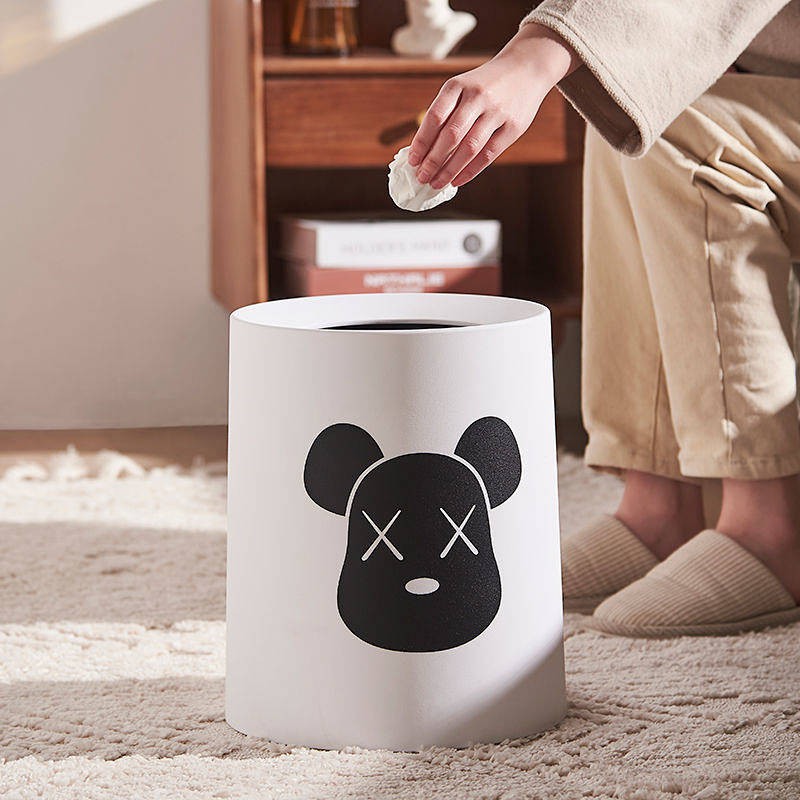 Thùng rác nhựa cỡ lớn hai lớp không nắp cho phòng khách/phòng ngủ/phòng tắm/nhà vệ sinh giống người nổi tiếng Internet