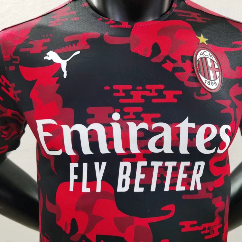 ! Puma! Áo thun thể thao AC Milan 21-22 bằng cotton nguyên chất thấm hút mồ hôi thoáng khí