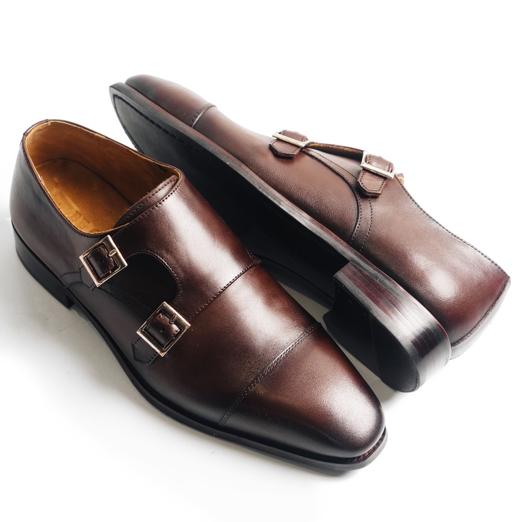 [Mã LT200 giảm 200K đơn 699K] Giày Tây Cao Cấp DOUBLE MONK STRAP - Da Bò Ý Lót Trong Da Bò Mộc - Thương hiệu Be Classy