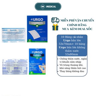 Combo 10 miếng băng Urgo bản lớn 53x70mm+10 miếng băng Urgo bản lớn 53x80mm không thấm nước