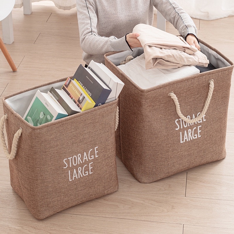 Giỏ vải đựng quần áo, hình chữ nhật vintage dày dặn
