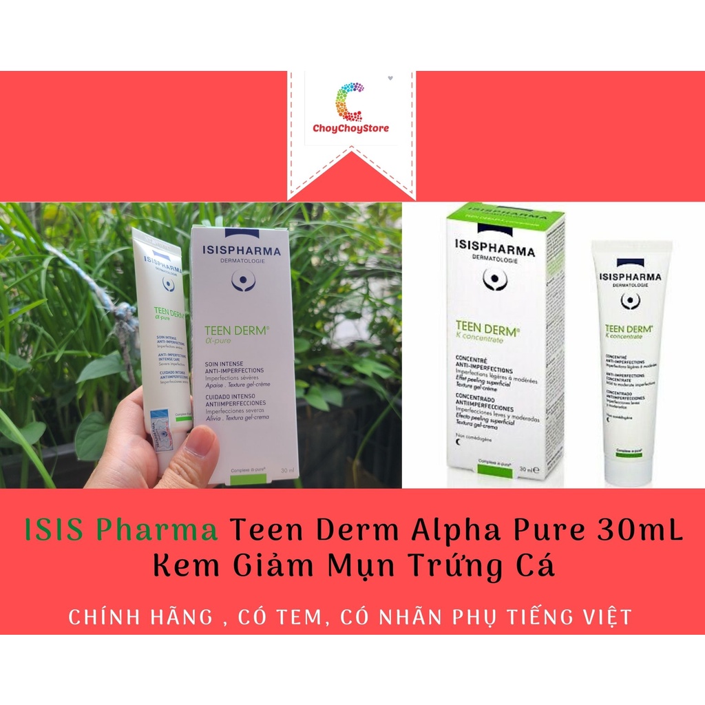 [TEM CTY] ISIS Pharma Teen Derm Alpha Pure 30mL Kem Giảm Mụn Trứng Cá