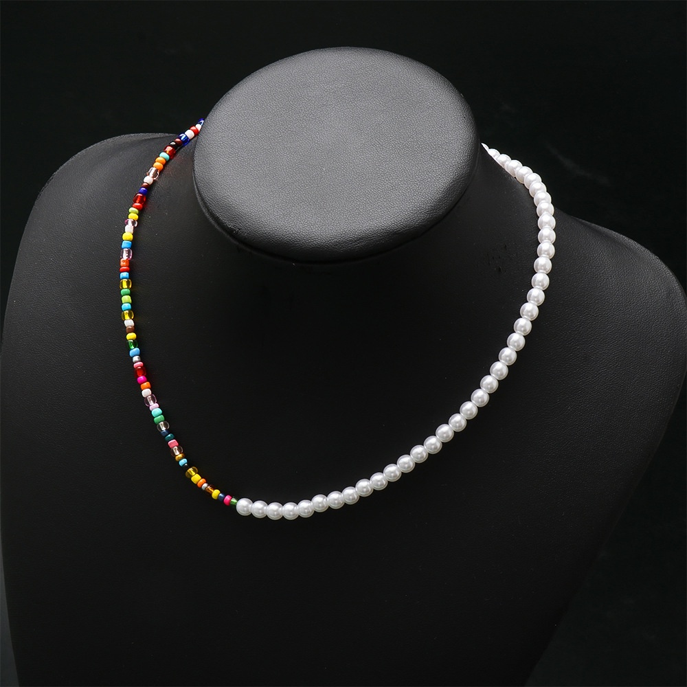 Vòng cổ chuỗi hạt ngọc trai màu sắc đa dạng phong cách bãi biển thời trang 2021