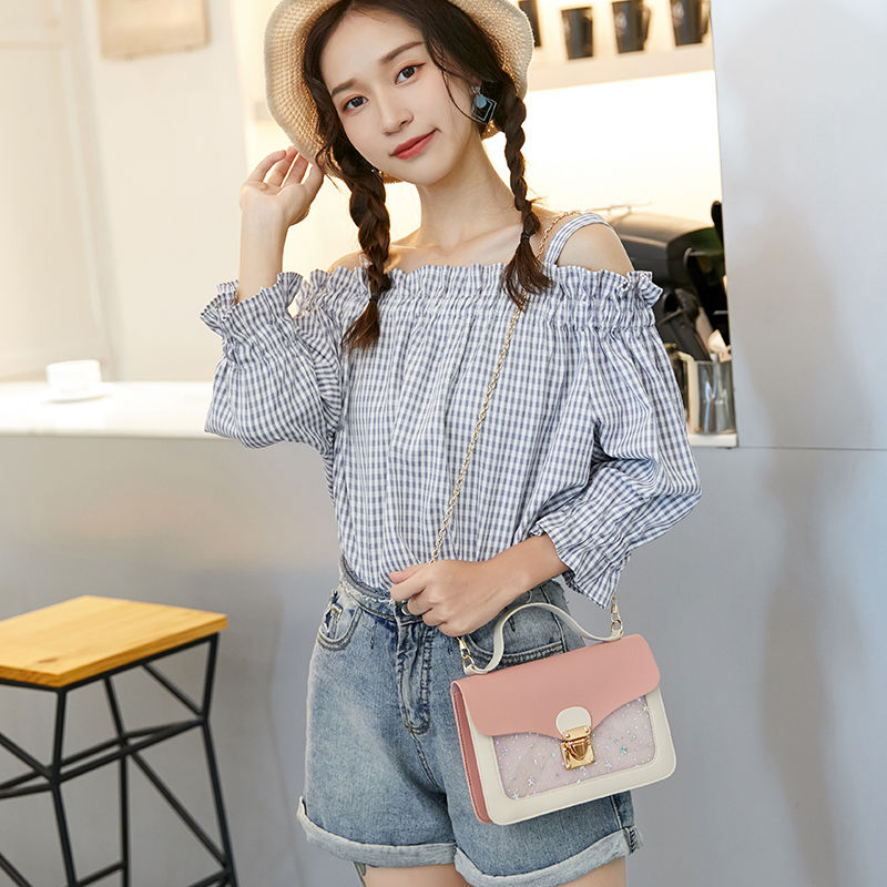 2021 handbag women shoulder &amp; tote  transparent chic soft girl Single Shoulder Messenger Bag versatile handbag girls' underarm bag Small square bag