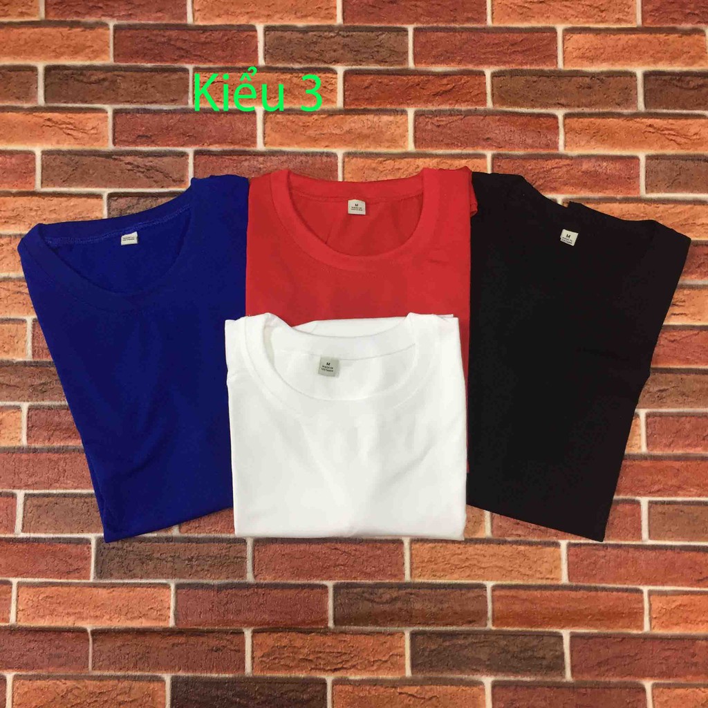 Combo 4 áo thun trơn đơn giản (Trắng, Đen, Đỏ, Xanh bích)