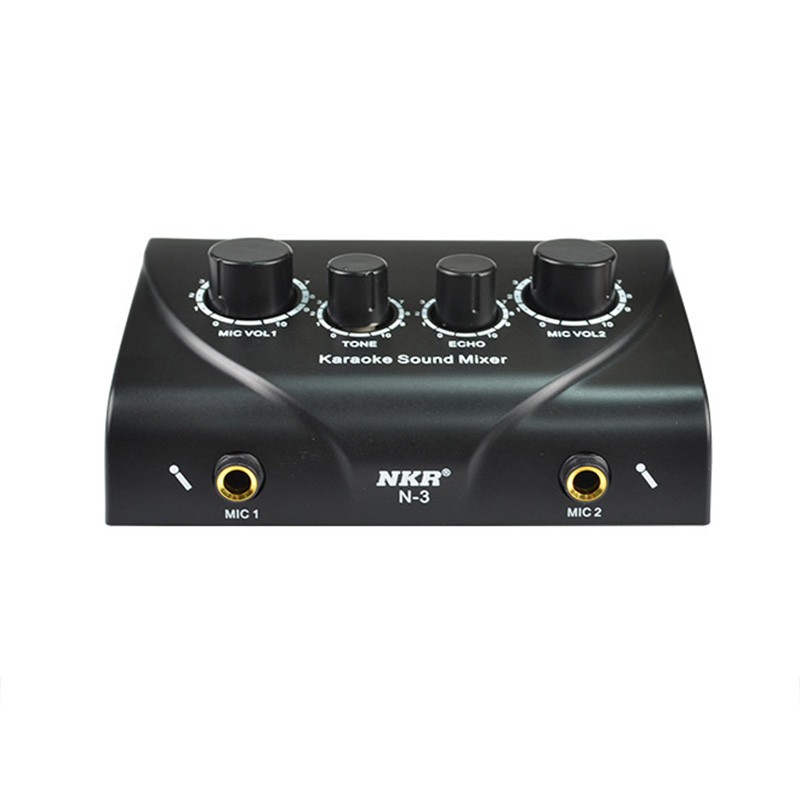 Portable Dual Mic Inputs Audio Sound Mixer For Amplifier & Microphone Karaoke Ok Mixer Black Us