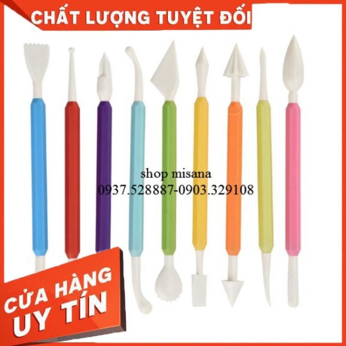 Bộ 9 Dụng Cụ Tạo Hình Fondant 2 Đầu Tiện Dụng