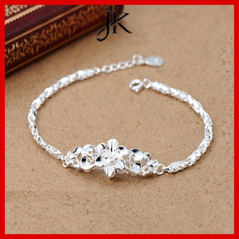 Vòng tay nữ bạc Ý s925 cao cấp hình bông hoa tình yêu phong cách quyến rũ thời trang Hàn Quốc - VT010