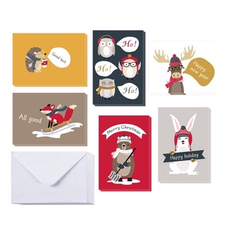 Set 2 tấm Thiệp Giáng Sinh hình Thú Noel phong cách Bắc Âu