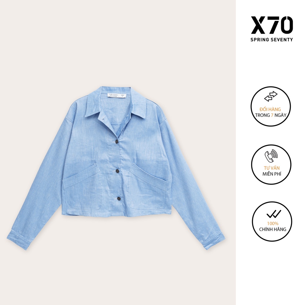 Áo Khoác Nữ Linen Trơn Thiết Kế Nút Cài Có Túi Thời Trang Thời Trang X70 - 02600008