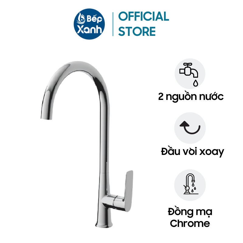 Vòi Rửa Chén Malloca K77C - 2 Nguồn Nóng Lạnh - Đồng Thau Mạ Chrome